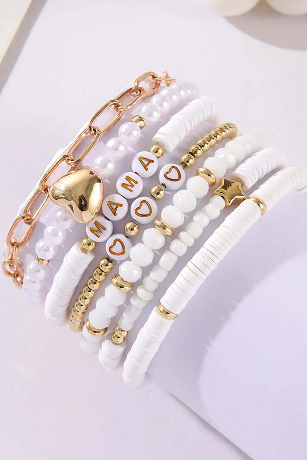 White MAMA Heart Pearl Layer Bracelet sold by Zulily product image thumbnail 2