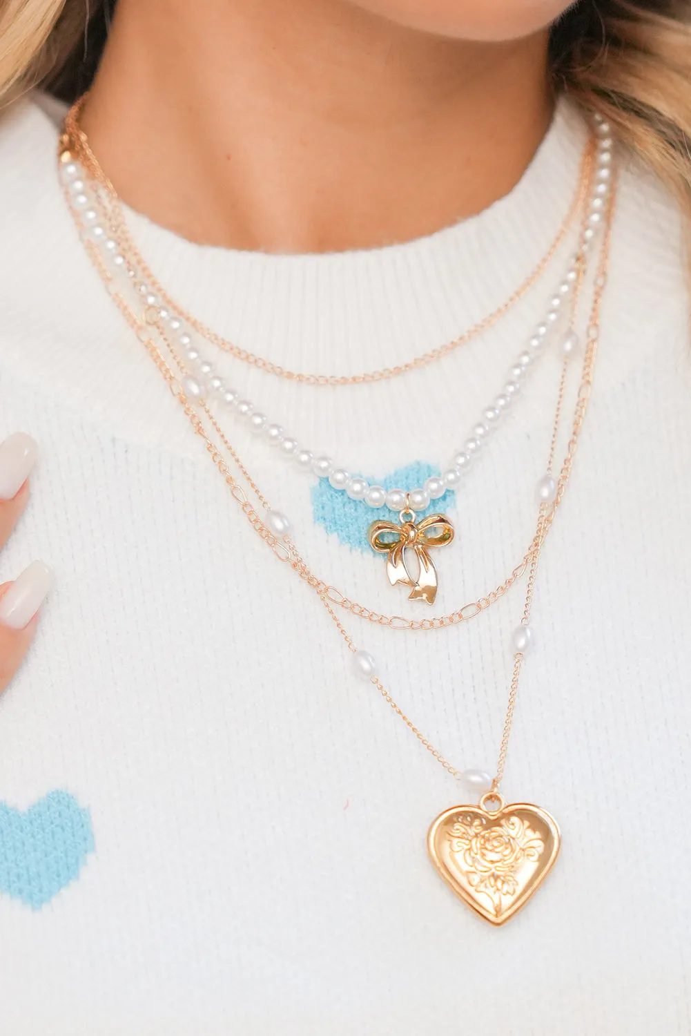 Threaded Pear Ocean Pearl Beading Multilayer Necklace sold by Zulily product image thumbnail 4