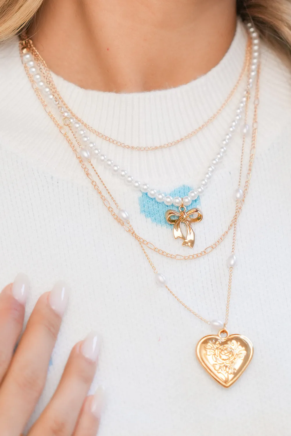 Threaded Pear Ocean Pearl Beading Multilayer Necklace sold by Zulily product image thumbnail 2