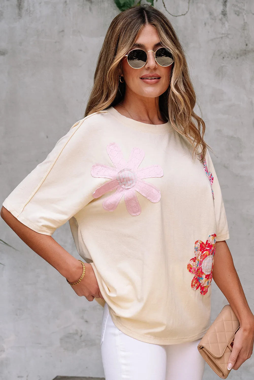 Threaded Pear Hannah Flower Patched Loose Top sold by Zulily product image thumbnail 3