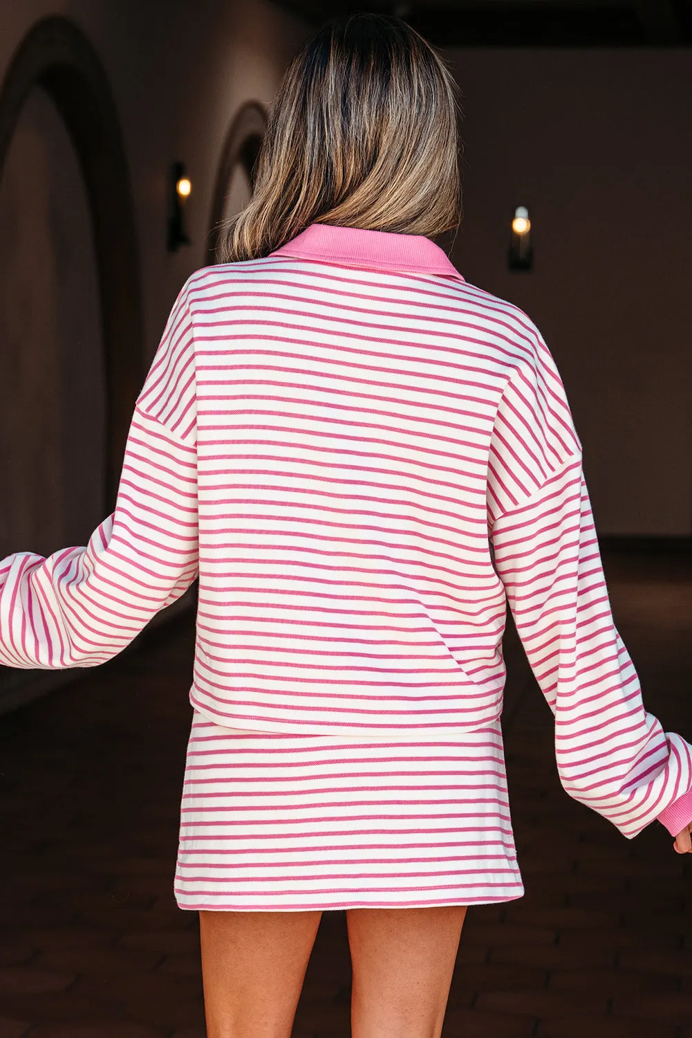 Threaded Pear Juniper Stripe Collared Pullover and Skort Outfit sold by Zulily product image thumbnail 2
