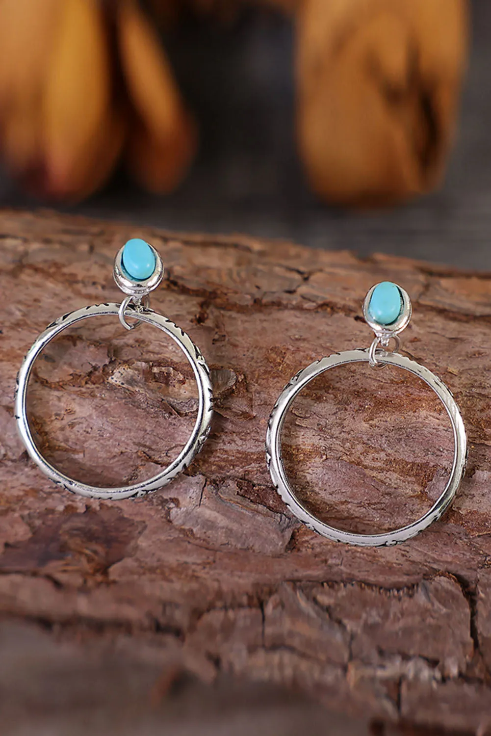 Threaded Pear Bold Ring Turquoise Stud Earrings sold by Zulily product image thumbnail 2