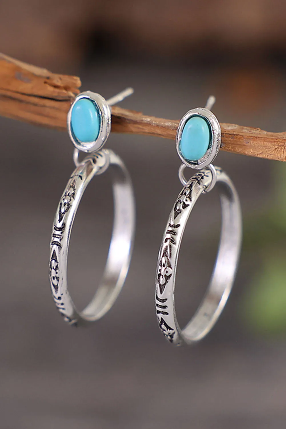 Threaded Pear Bold Ring Turquoise Stud Earrings sold by Zulily