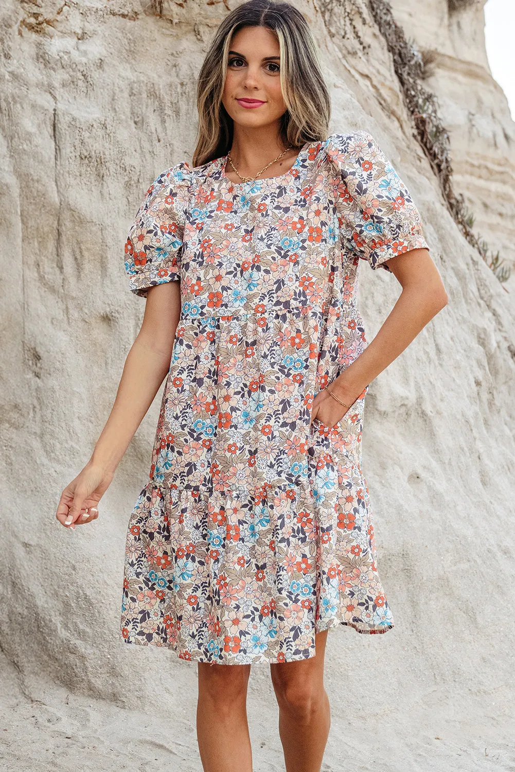 Aliana Bohemian Floral Mini Dress by Threaded Pear sold by Zulily product image thumbnail 4