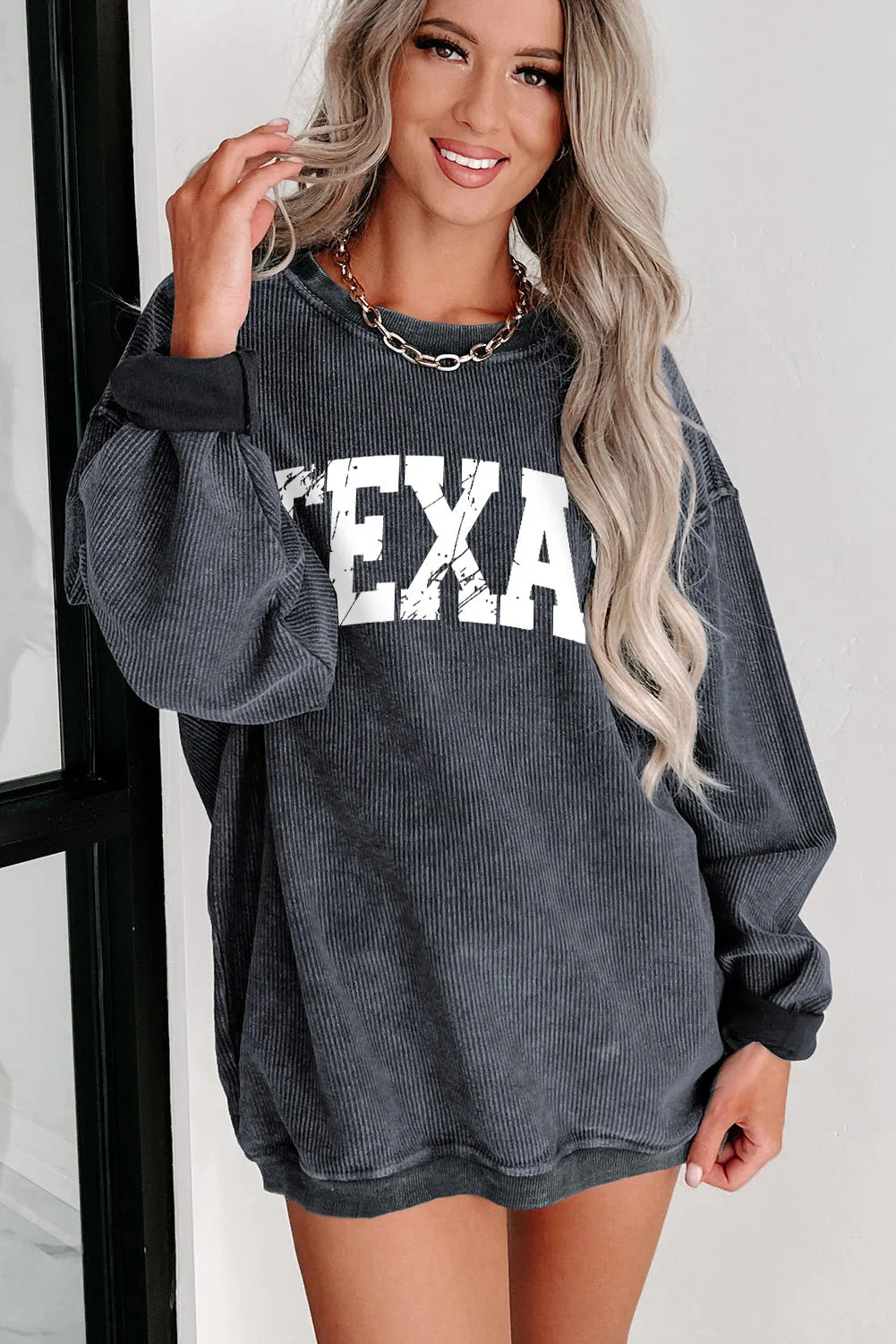 Texas Ribbed Knit Round Neck Pullover Sweatshirt sold by Zulily product image thumbnail 2
