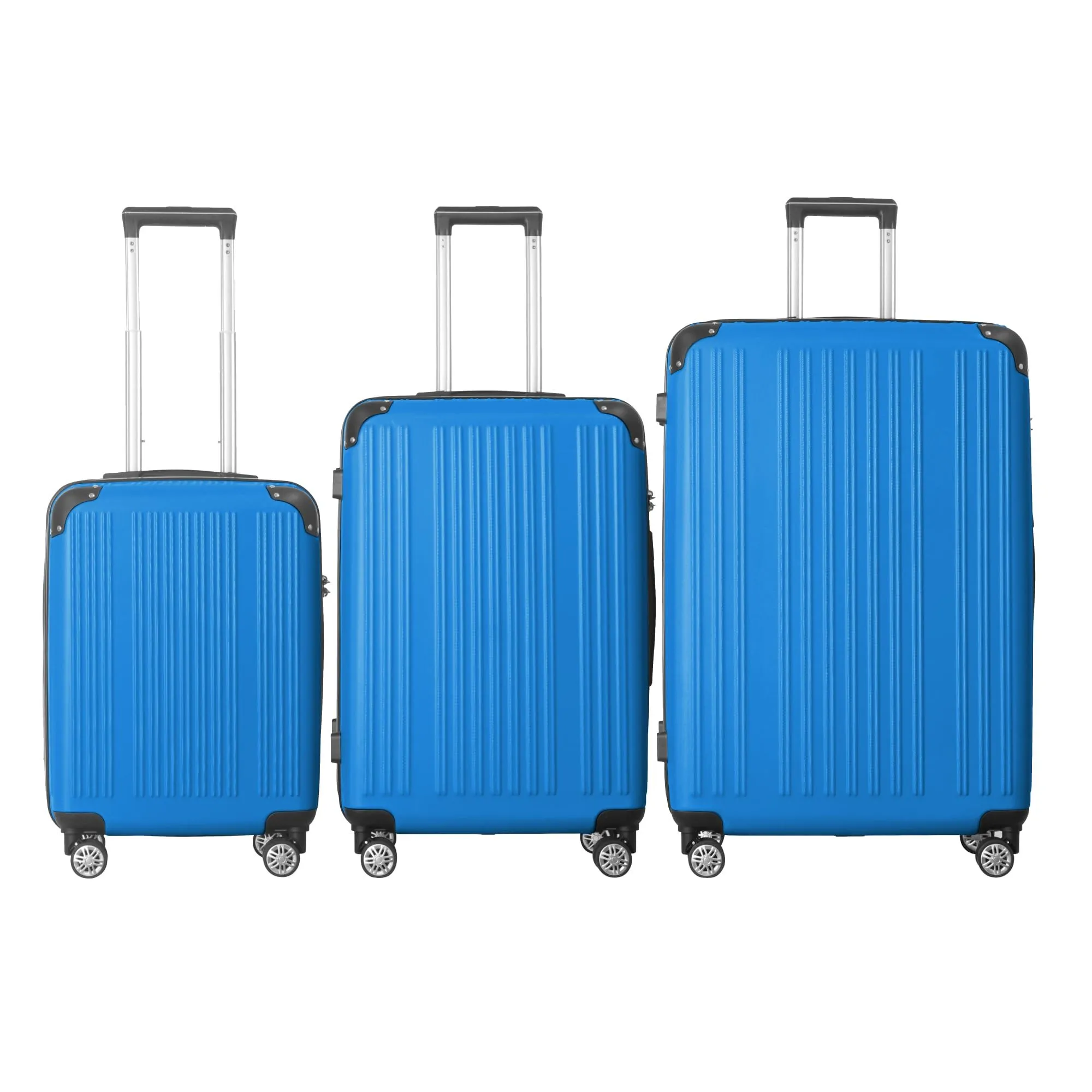 4 Supply 3-Piece Lightweight Abs Hardshell Luggage Set (20", 24", 26") In Deep Blue With Spinner Wheels, Tsa Lock, And Adjustable Telescopic Handle - Durable Travel Suitcases sold by Zulily