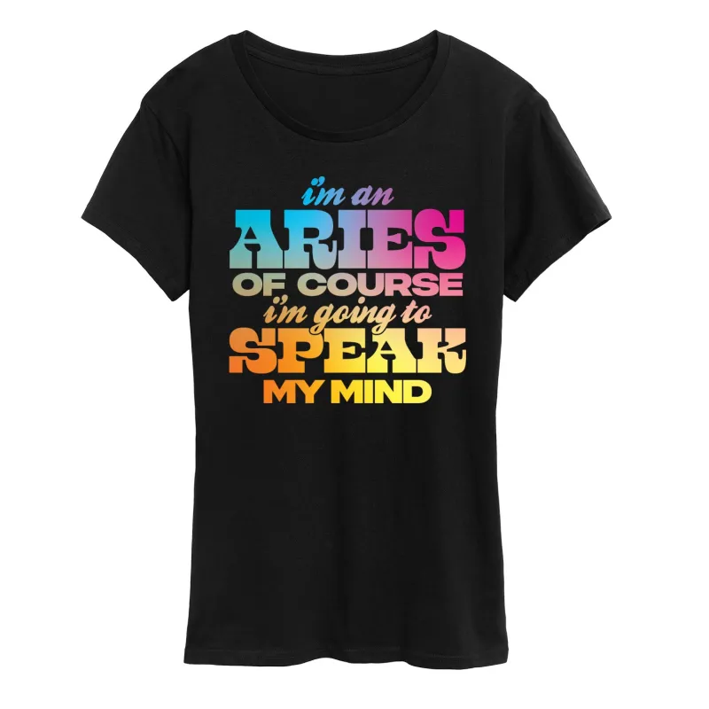 Instant Message - Aries Speak My Mind - Astrology - Women's Short Sleeve Graphic T-Shirt made by Zulily