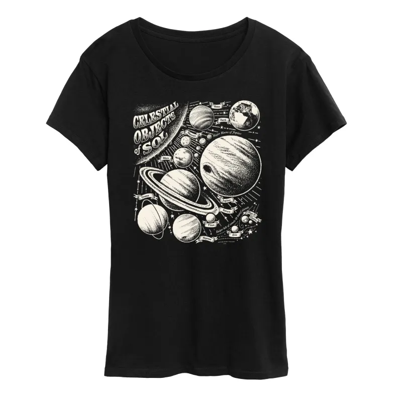 Instant Message - Celestial Objects - Outer Space - Planets - Astrology - Womens Short Sleeve Classic Fit Tee made by Zulily
