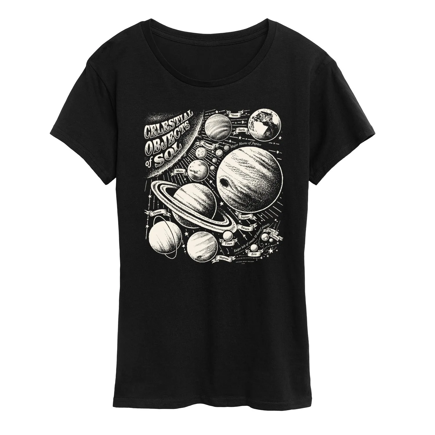 Instant Message - Celestial Objects - Outer Space - Planets - Astrology - Womens Short Sleeve Classic Fit Tee sold by Zulily