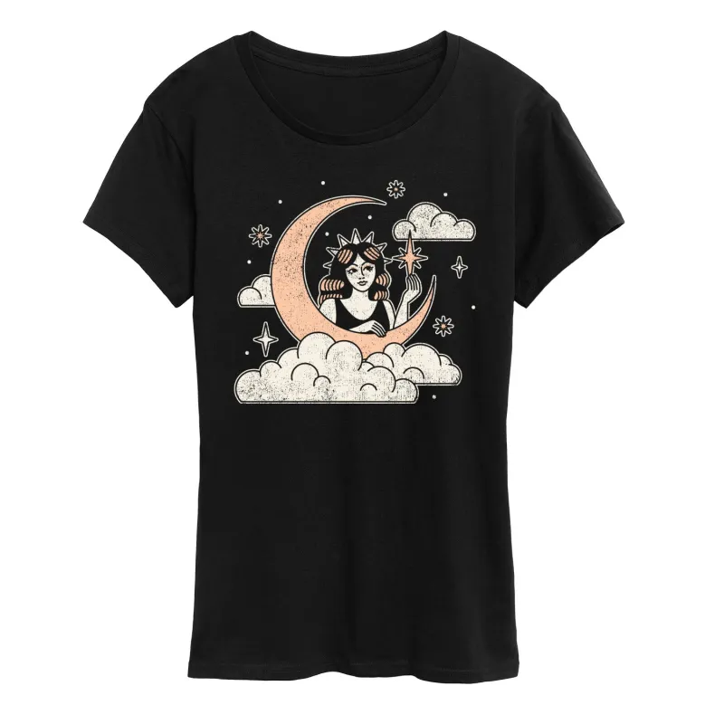 Instant Message - Celestial Moon Woman - Womens Short Sleeve Classic Fit Tee made by Zulily
