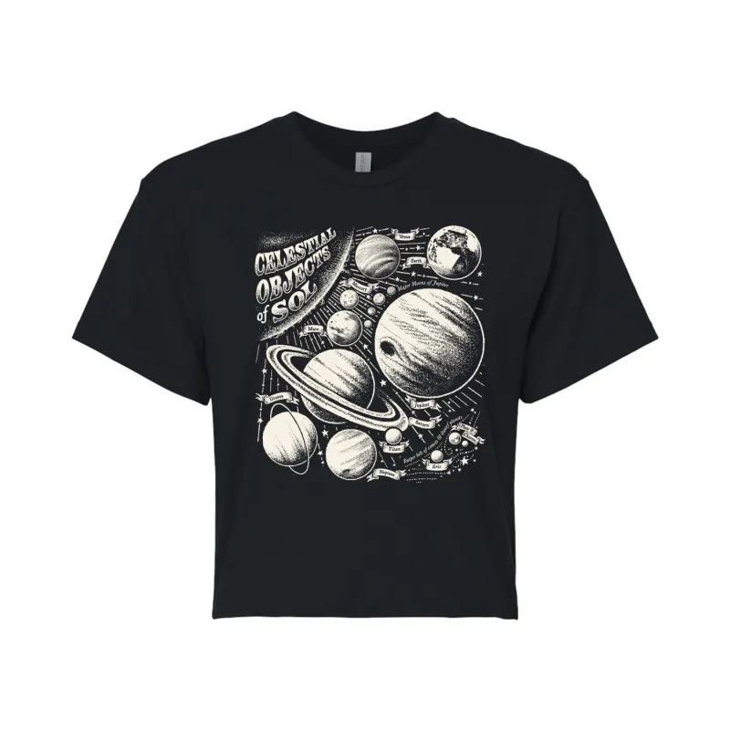 Instant Message - Celestial Objects - Outer Space - Planets - Astrology - Womens Cropped Tee made by Zulily