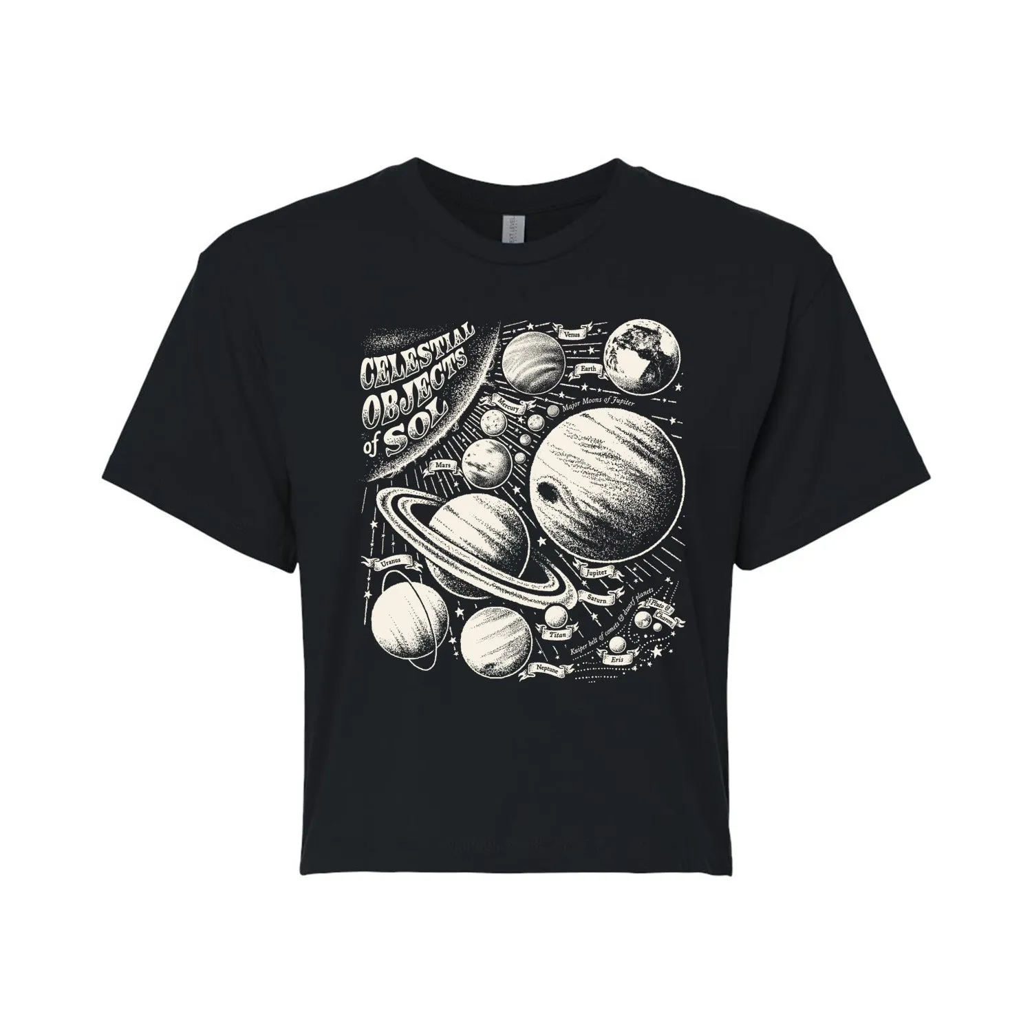 Instant Message - Celestial Objects - Outer Space - Planets - Astrology - Womens Cropped Tee sold by Zulily