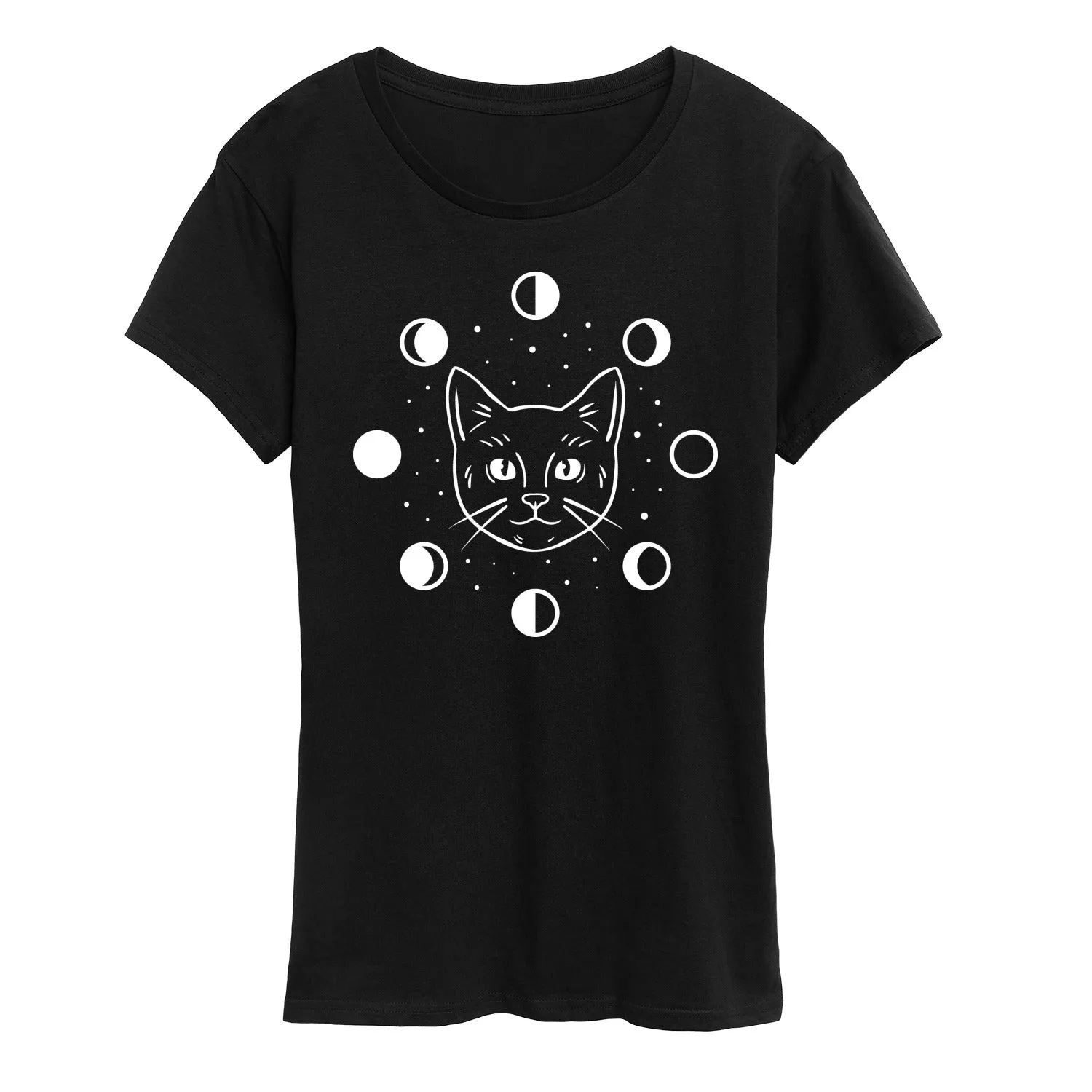 Instant Message - Cat Moon Phases - Women's Short Sleeve Graphic T-Shirt sold by Zulily