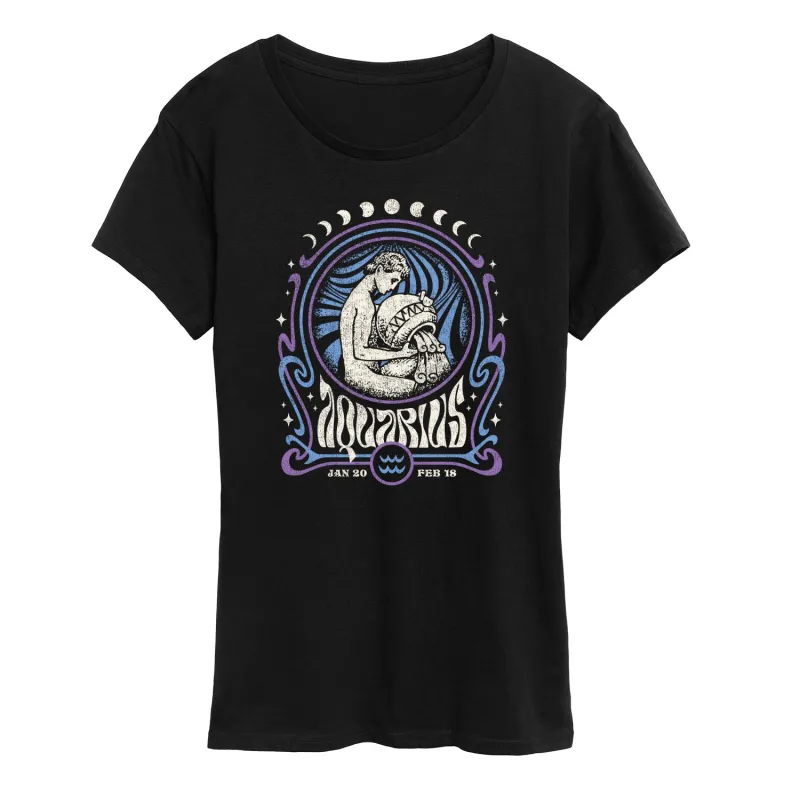 Instant Message - Aquarius Zodiac - Women's Short Sleeve Graphic T-Shirt made by Zulily