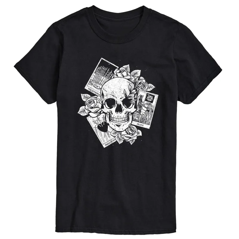 Instant Message - Skull and Tarot Cards - Men's Short Sleeve Graphic T-Shirt made by Zulily