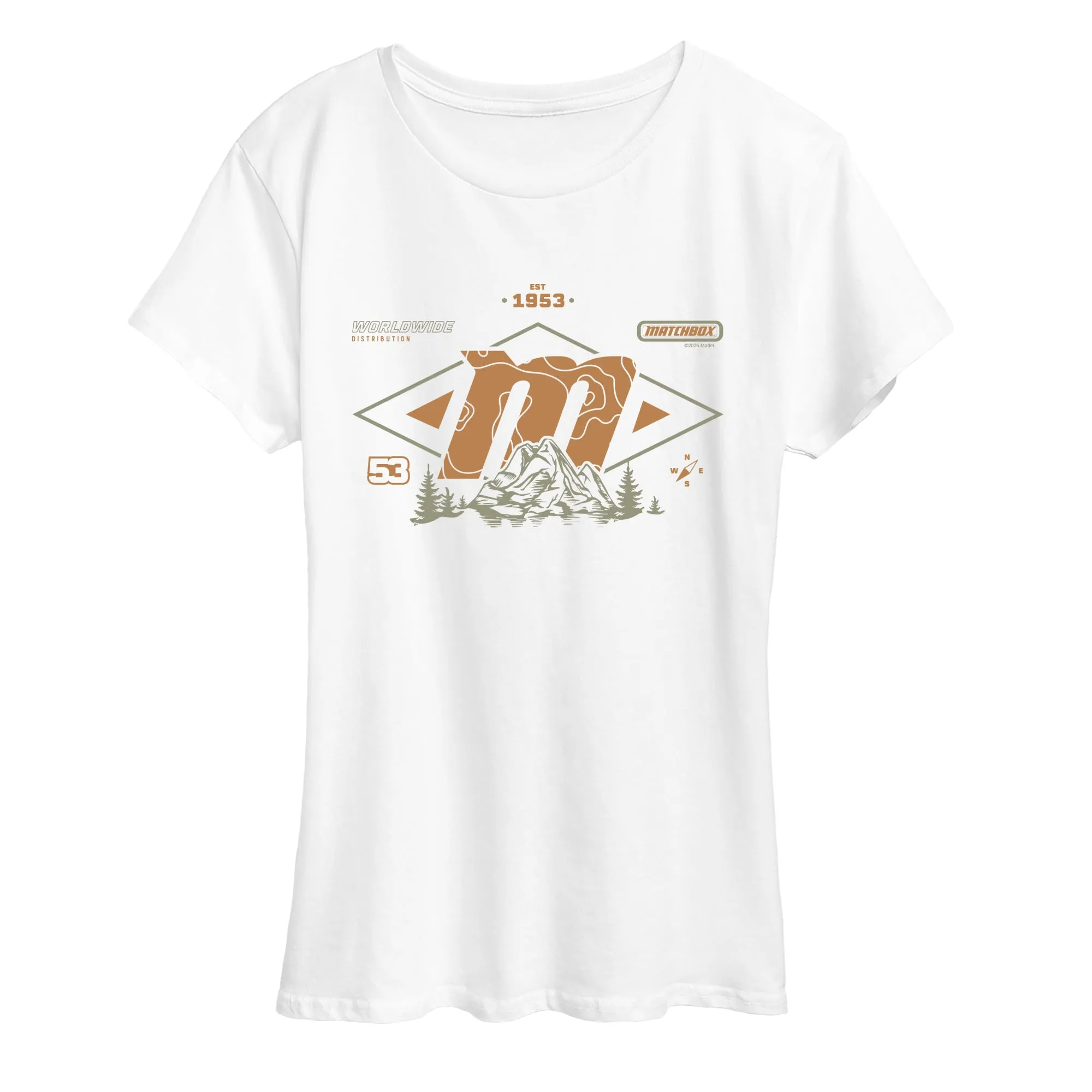Matchbox - Mountain Logo - Women's Short Sleeve Graphic T-Shirt sold by Zulily