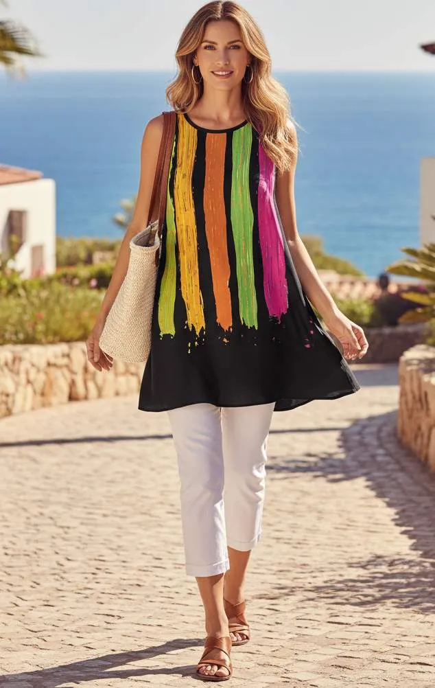 Lily by Firmiana Women’s Round Neck Sleeveless Swing Tunic Women’s Apparel sold by Zulily product image thumbnail 4