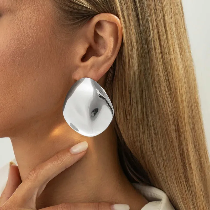 Silvertone Uneven Rhombus Statement Earrings made by Zulily