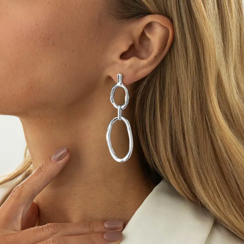 Silvertone Tiered Open Oval Dangle Earrings made by Zulily