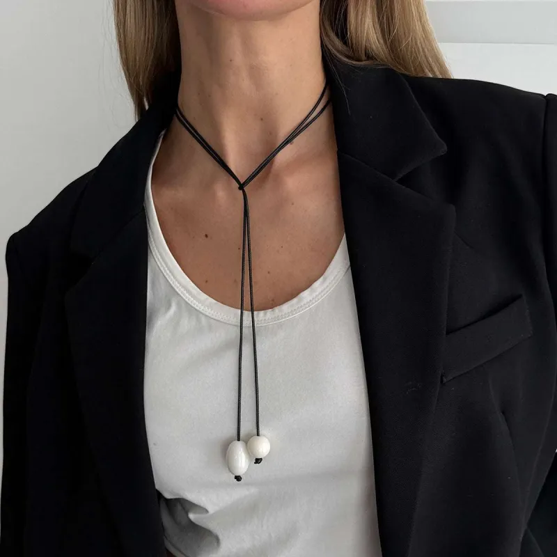 White Resin & Polyster Dual-Drop Long Necklace made by Zulily