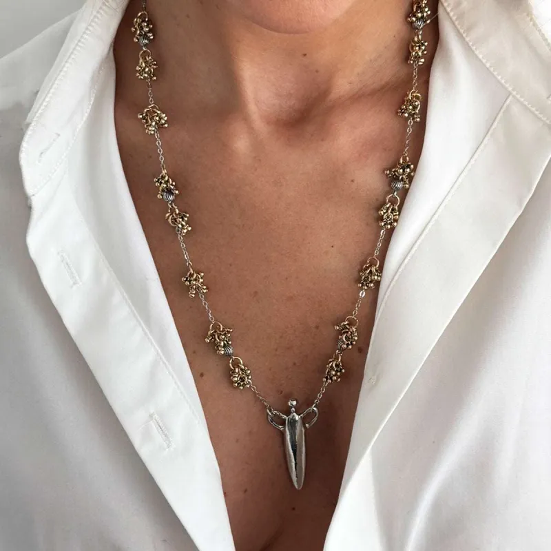 Two Tone Bead Cluster Station Olecranon Pendant Necklace made by Zulily