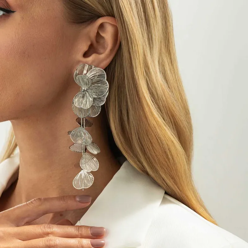 Silvertone Open Textured Flower Cluster Dangle Earrings made by Zulily