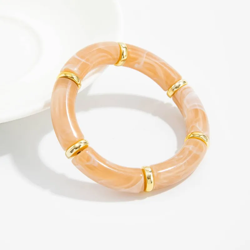 Tea Resin & Goldtone Sequin Joint Stretch Bracelet made by Zulily
