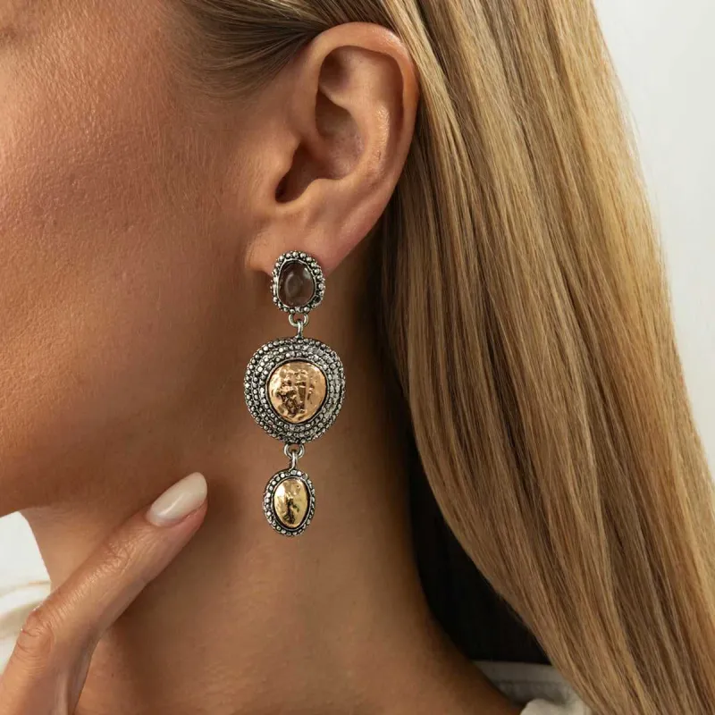 Resin & Two Tone Hammered Round Dangle Earrings made by Zulily