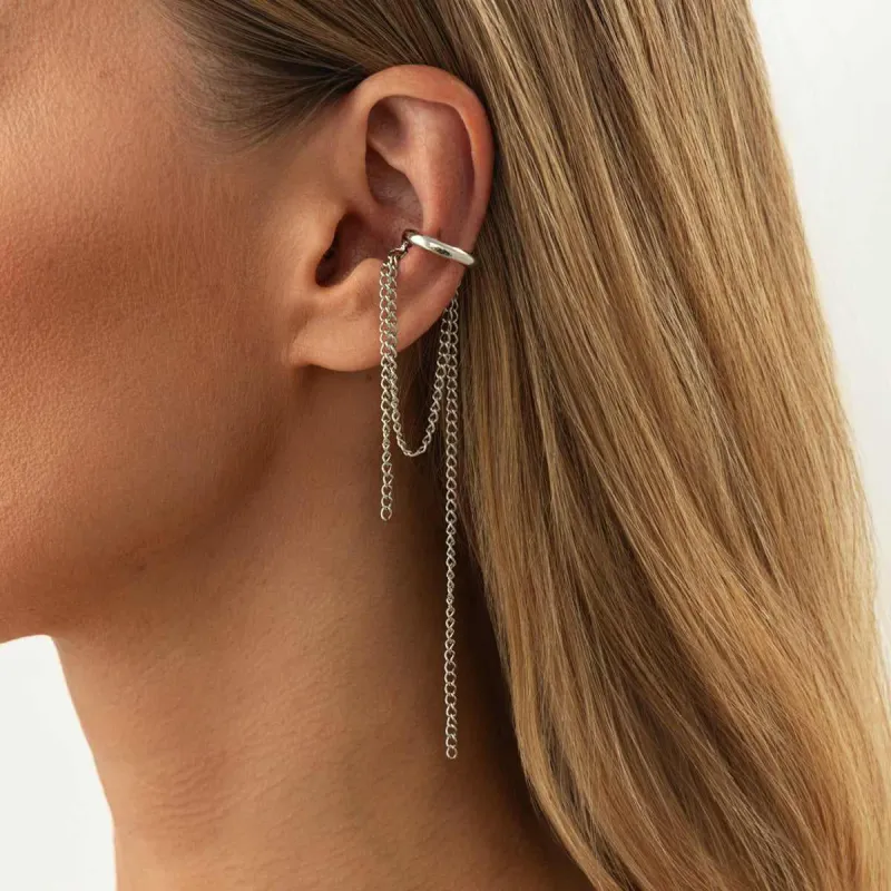 Silvertone Chain Tassel Ear Cuff made by Zulily