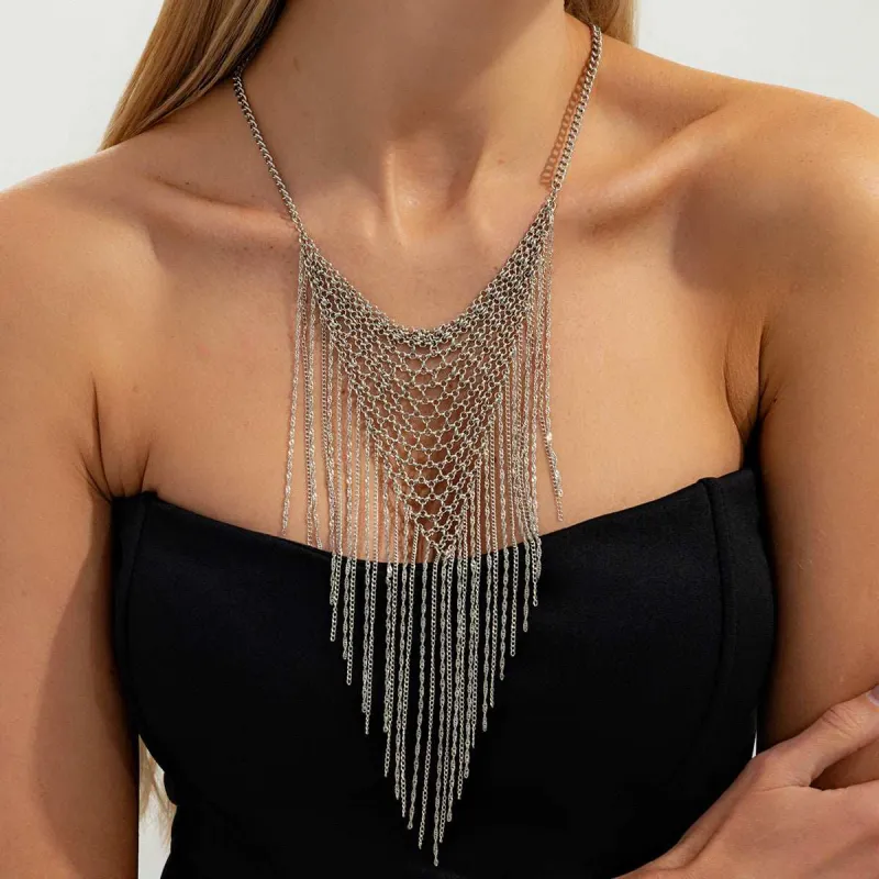 Silvertone Netted Rhombus Tassel Necklace made by Zulily