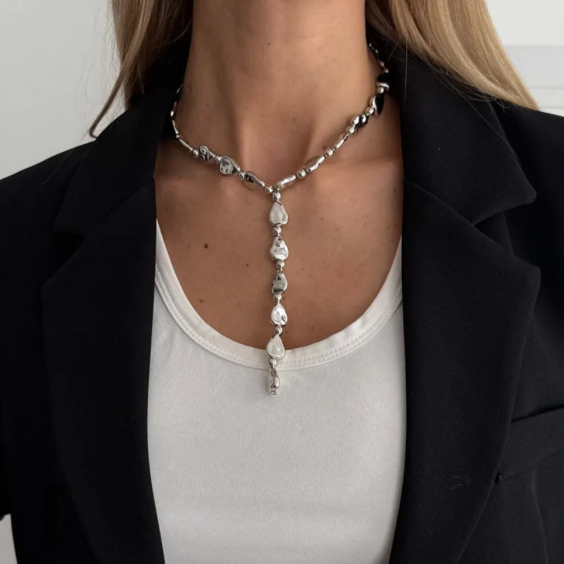 Silvertone Hammered Drop Y-Necklace made by Zulily