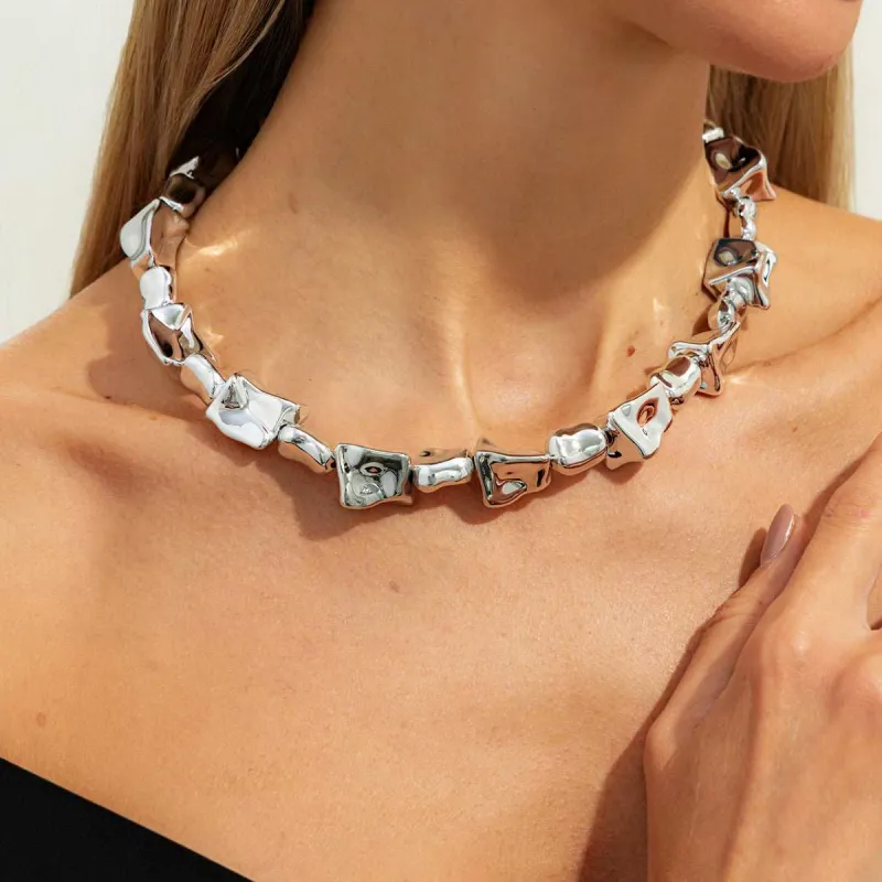 Silvertone Ice Cube Chain Collar Necklace made by Zulily