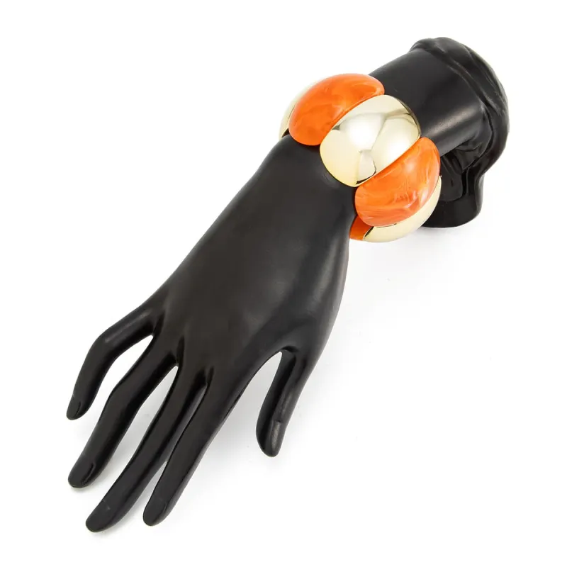 Orange Resin & Goldtone Petals Stretch Bracelet made by Zulily