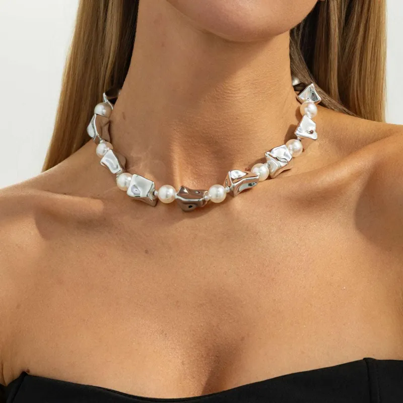 Pearl & Silvertone Ice Cube Station Necklace made by Zulily