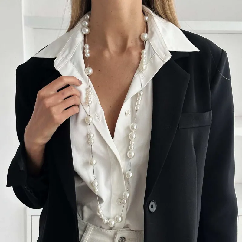 Pearl & Silvertone Beaded Chain Long Necklace made by Zulily