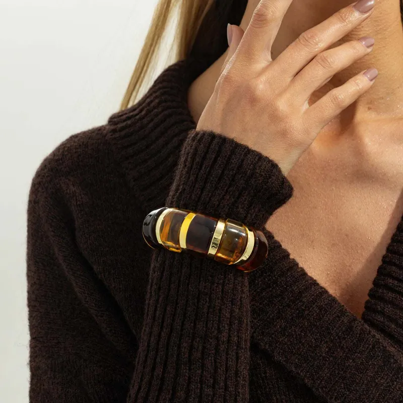 Multi-Colored Resin & Goldtone Oval Station Stretch Bracelet made by Zulily