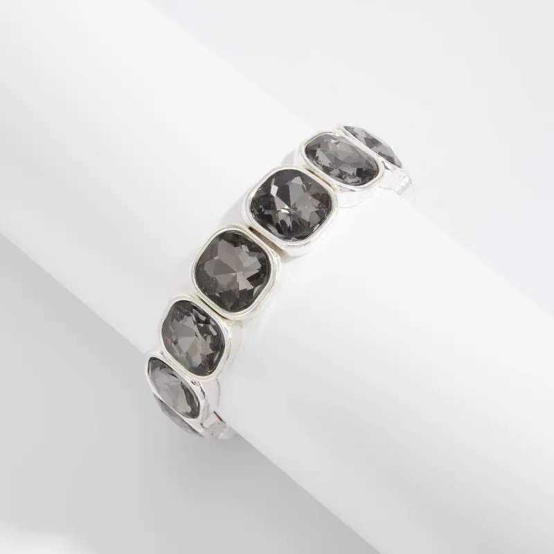 Crystal & Silvertone Square Station Tennis Bracelet made by Zulily