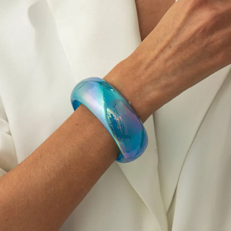 Iridescent & Blue Resin Bangle made by Zulily