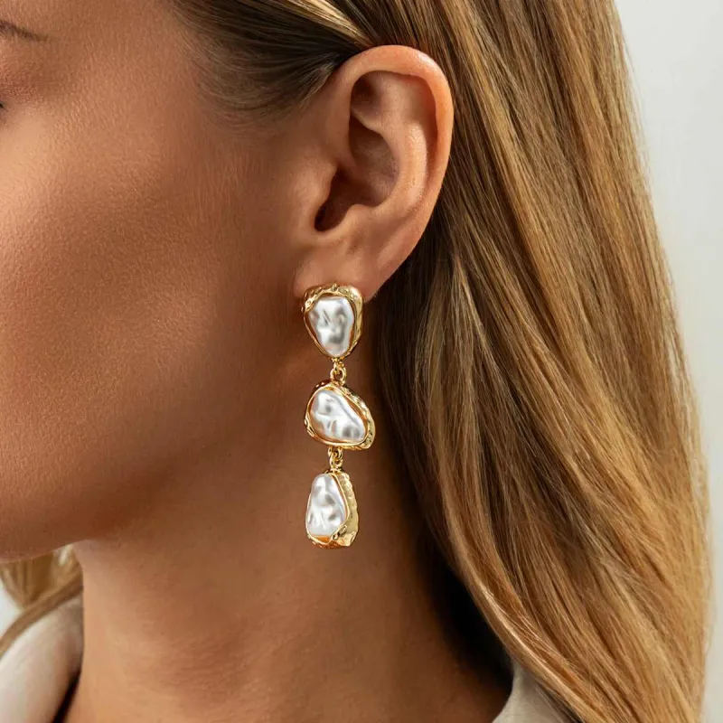 Baroque Pearl & Goldtone Tiered Dangle Earrings made by Zulily