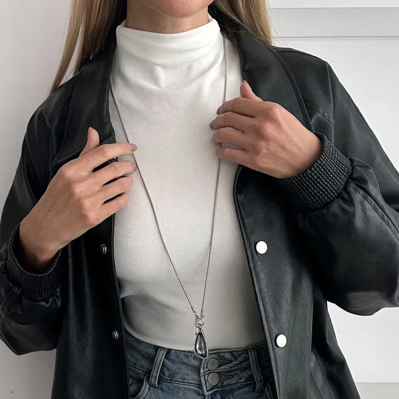 Gray Crystal & Silvetone Triangle Pendant Toggle Necklace made by Zulily