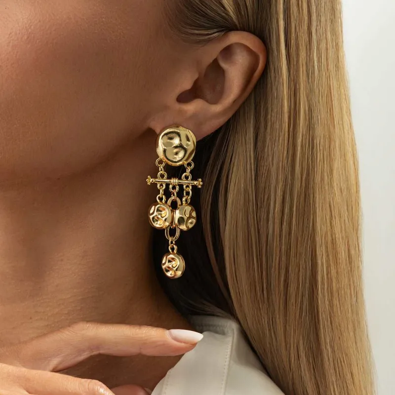 Goldtone Hammered Candlestick Tassel Dangle Earrings made by Zulily