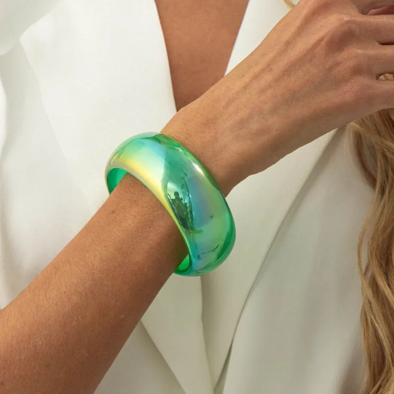 Iridescent & Green Resin Bangle made by Zulily