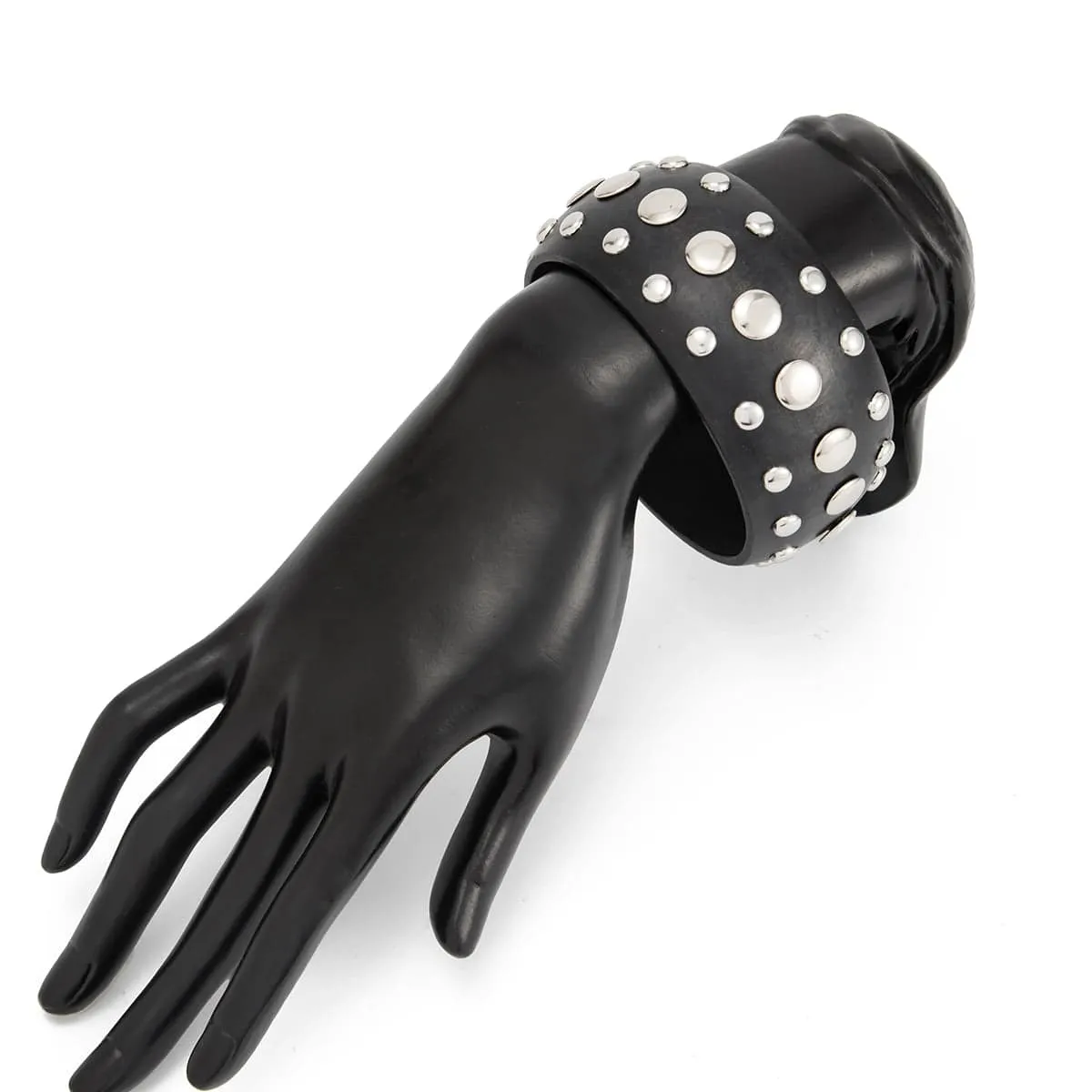 Black Wood & Silvertone Spot Layered Bangle sold by Zulily