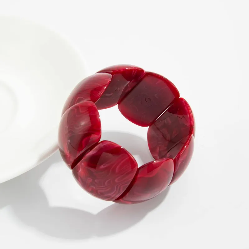 Dark Red Resin Petals Stretch Bracelet made by Zulily