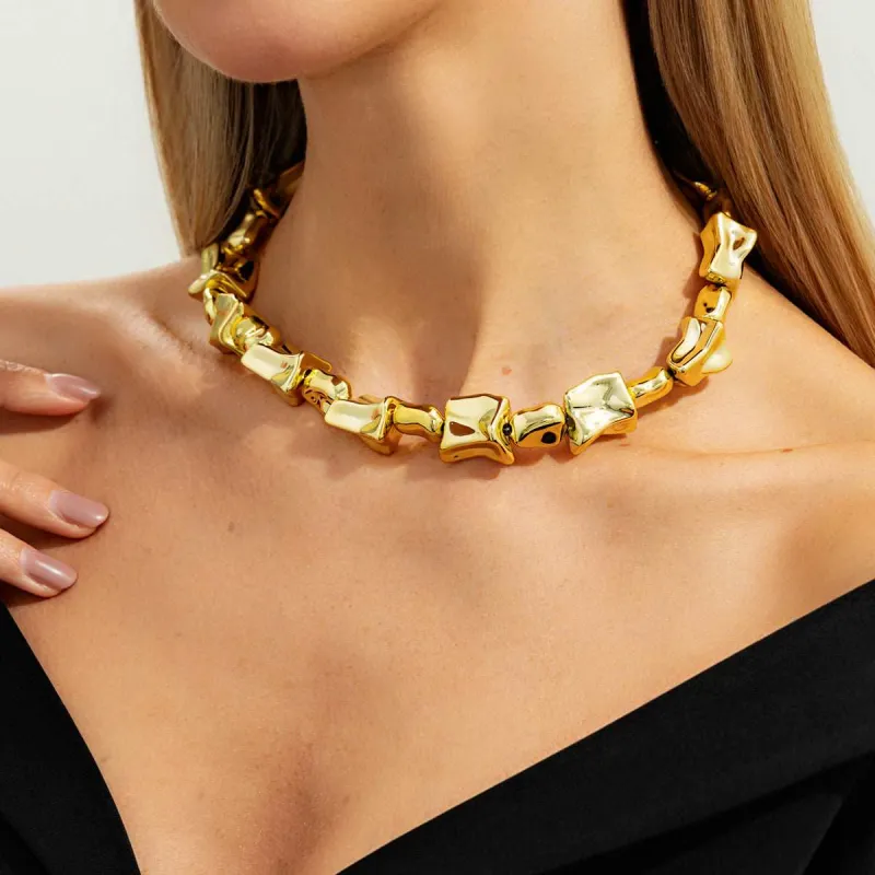Goldtone Ice Cube Chain Collar Necklace made by Zulily