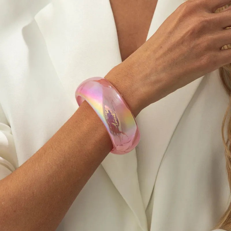 Iridescent & Pink Resin Bangle made by Zulily