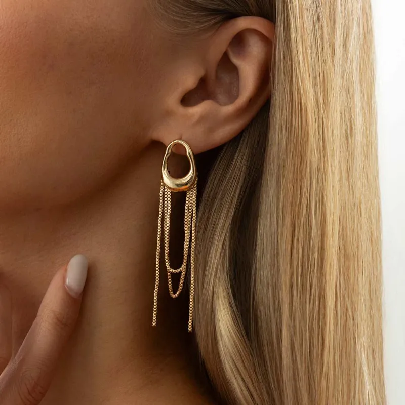 Goldtone Open Drop Chain Tassel Dangle Earrings made by Zulily