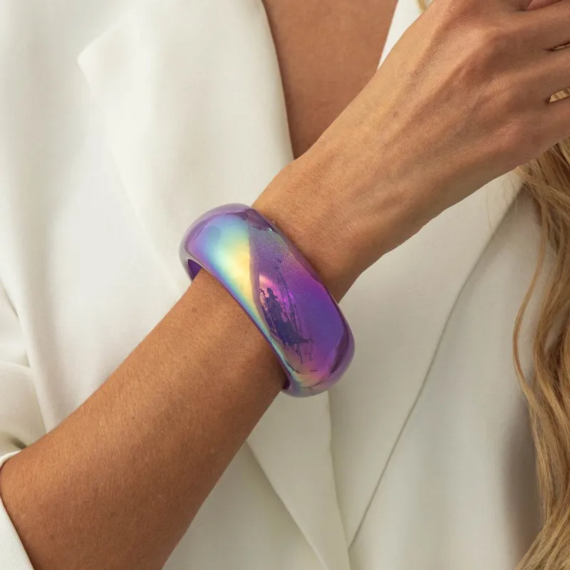 Iridescent & Purple Resin Bangle made by Zulily