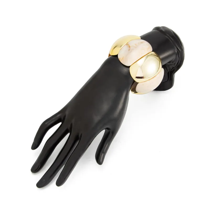 Beige Resin & Goldtone Petals Stretch Bracelet made by Zulily