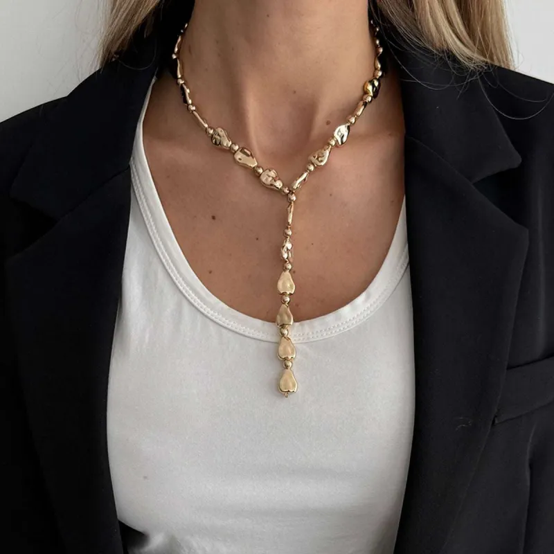 Goldtone Hammered Drop Y-Necklace made by Zulily